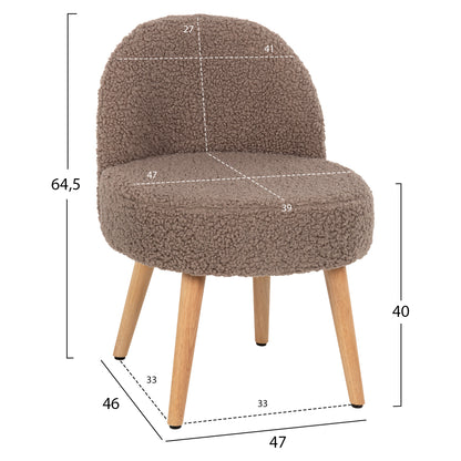 Stool Yasmine Hm8395.25 Low Backrest- Boucle Fabric In Light Brown Color 47x46x64,5hcm.