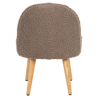 Stool Yasmine Hm8395.25 Low Backrest- Boucle Fabric In Light Brown Color 47x46x64,5hcm.