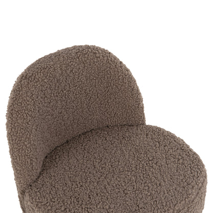 Stool Yasmine Hm8395.25 Low Backrest- Boucle Fabric In Light Brown Color 47x46x64,5hcm.