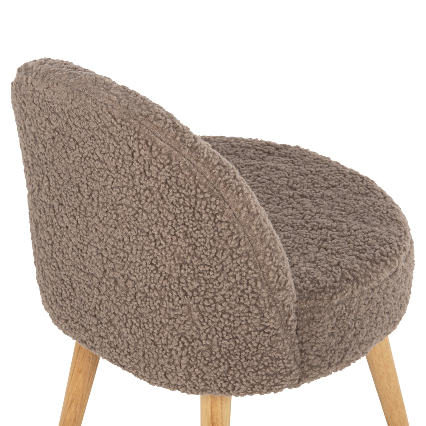 Stool Yasmine Hm8395.25 Low Backrest- Boucle Fabric In Light Brown Color 47x46x64,5hcm.