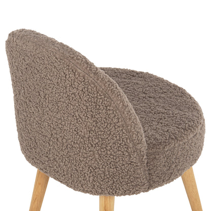 Stool Yasmine Hm8395.25 Low Backrest- Boucle Fabric In Light Brown Color 47x46x64,5hcm.