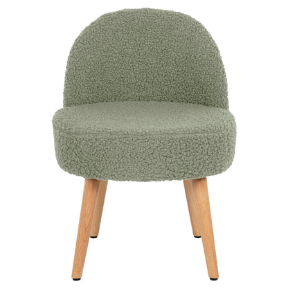 Stool Yasmine Hm8395.27 Low Backrest- Boucle Fabric In Pistachio Green Color-wooden Legs 47x46x64,5hcm.