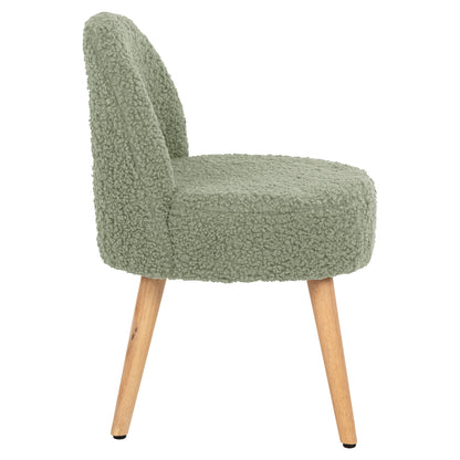Stool Yasmine Hm8395.27 Low Backrest- Boucle Fabric In Pistachio Green Color-wooden Legs 47x46x64,5hcm.
