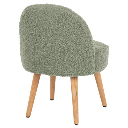 Stool Yasmine Hm8395.27 Low Backrest- Boucle Fabric In Pistachio Green Color-wooden Legs 47x46x64,5hcm.