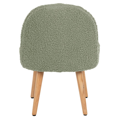 Stool Yasmine Hm8395.27 Low Backrest- Boucle Fabric In Pistachio Green Color-wooden Legs 47x46x64,5hcm.