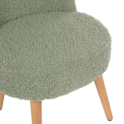 Stool Yasmine Hm8395.27 Low Backrest- Boucle Fabric In Pistachio Green Color-wooden Legs 47x46x64,5hcm.