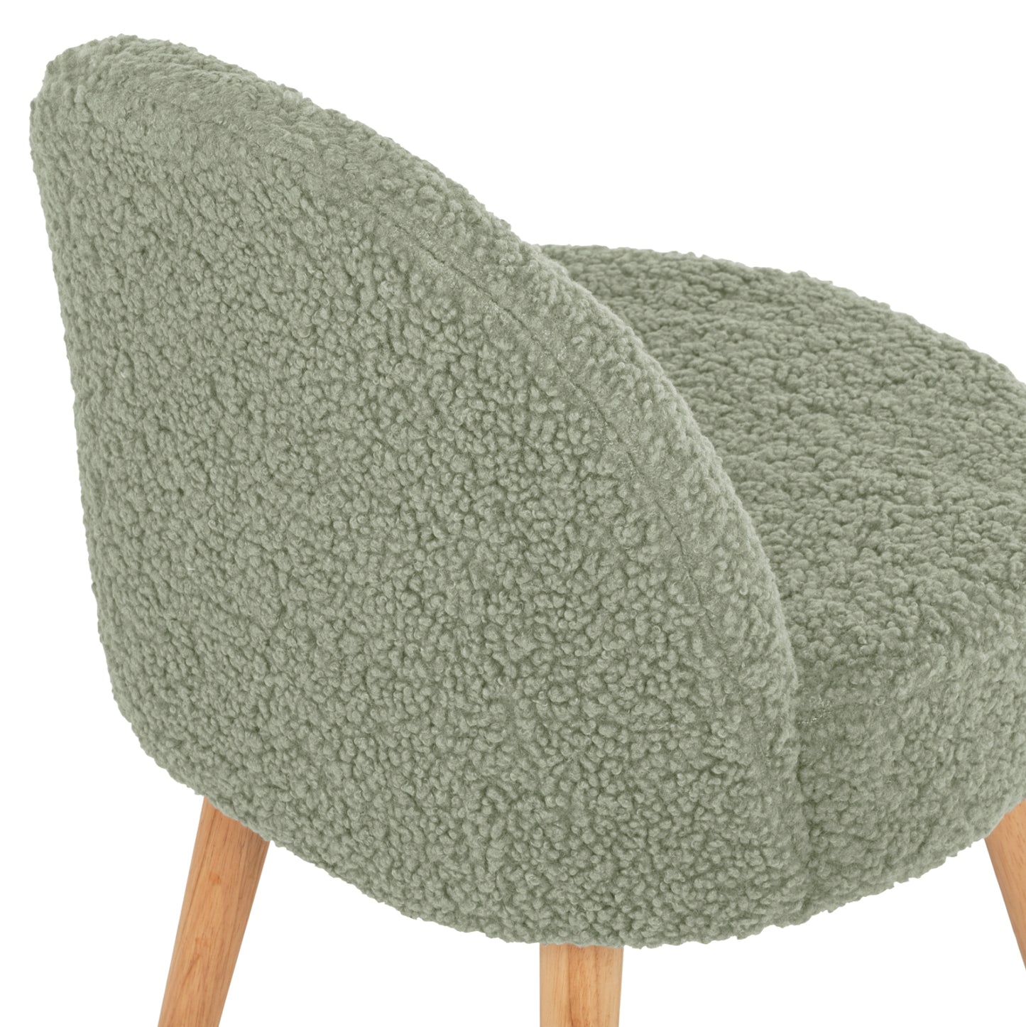 Stool Yasmine Hm8395.27 Low Backrest- Boucle Fabric In Pistachio Green Color-wooden Legs 47x46x64,5hcm.