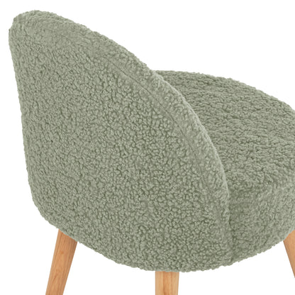 Stool Yasmine Hm8395.27 Low Backrest- Boucle Fabric In Pistachio Green Color-wooden Legs 47x46x64,5hcm.