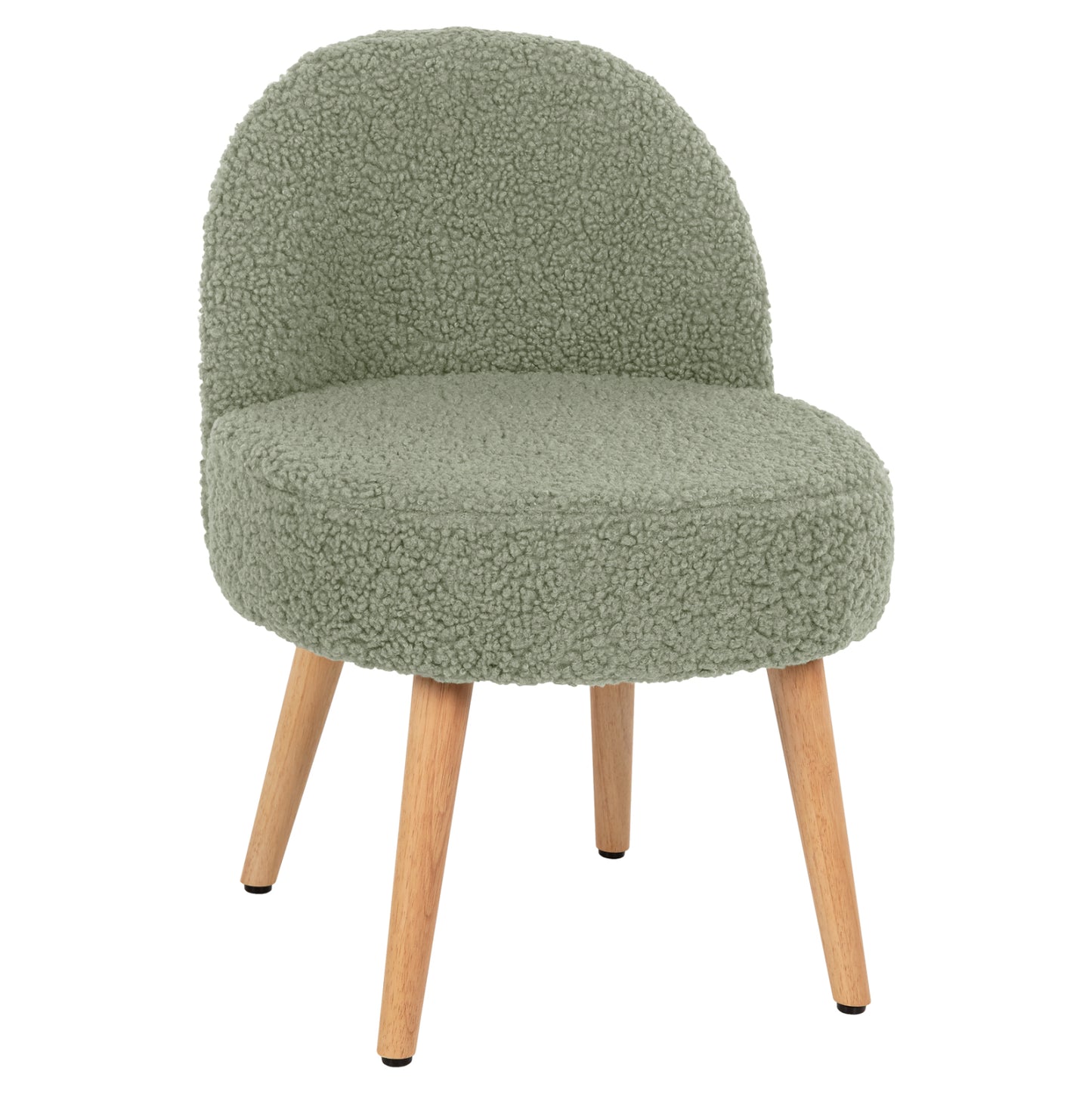 Stool Yasmine Hm8395.27 Low Backrest- Boucle Fabric In Pistachio Green Color-wooden Legs 47x46x64,5hcm.