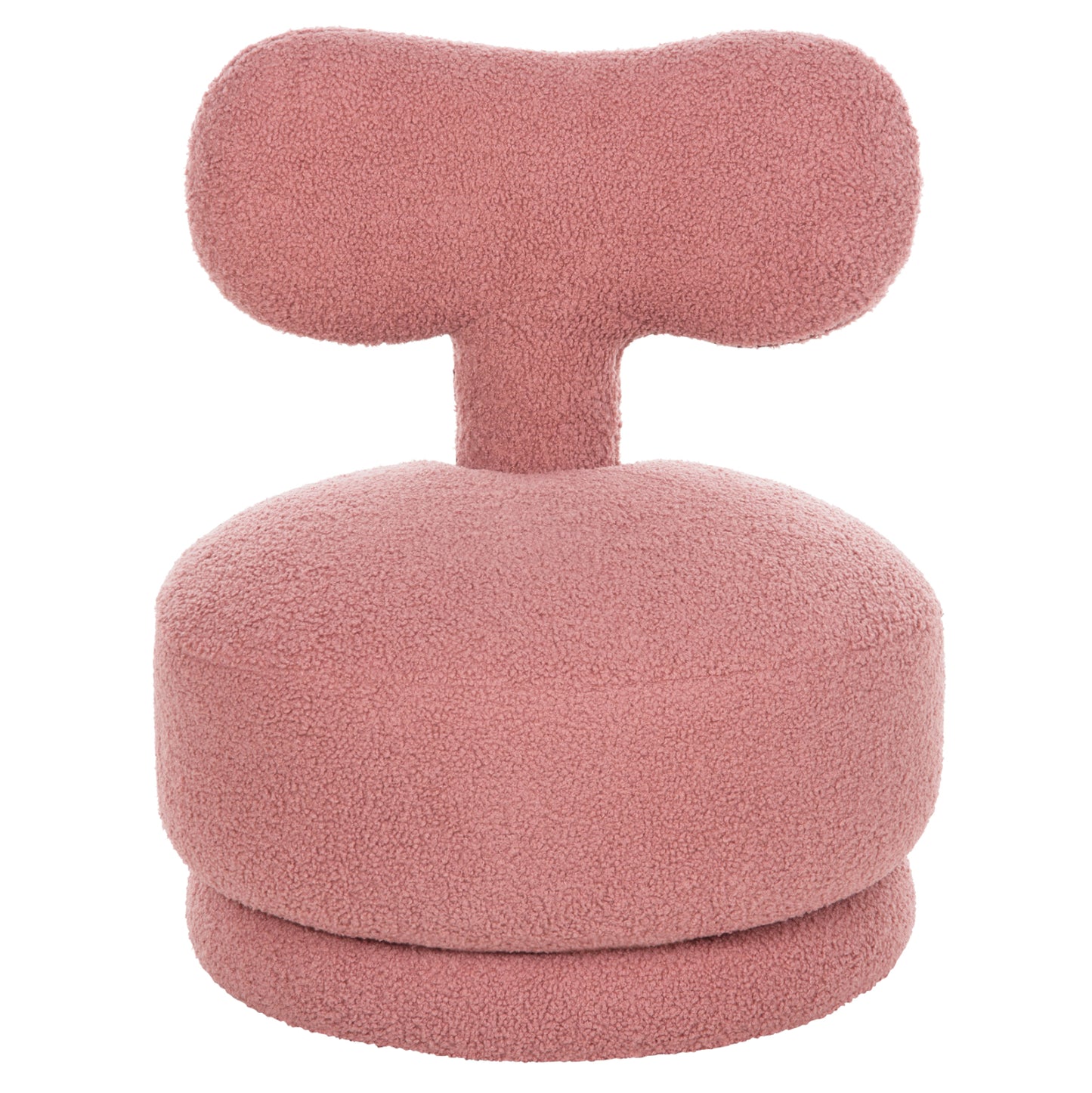 Stool With Backrest Swivel Krivio Hm9775.02 Dusty Pink Boucle Fabric 52x53x60hcm.