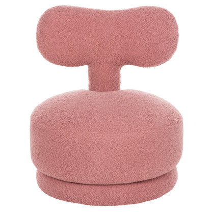 Stool With Backrest Swivel Krivio Hm9775.02 Dusty Pink Boucle Fabric 52x53x60hcm.