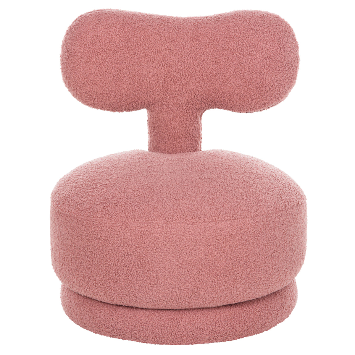 Stool With Backrest Swivel Krivio Hm9775.02 Dusty Pink Boucle Fabric 52x53x60hcm.