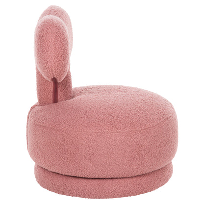Stool With Backrest Swivel Krivio Hm9775.02 Dusty Pink Boucle Fabric 52x53x60hcm.