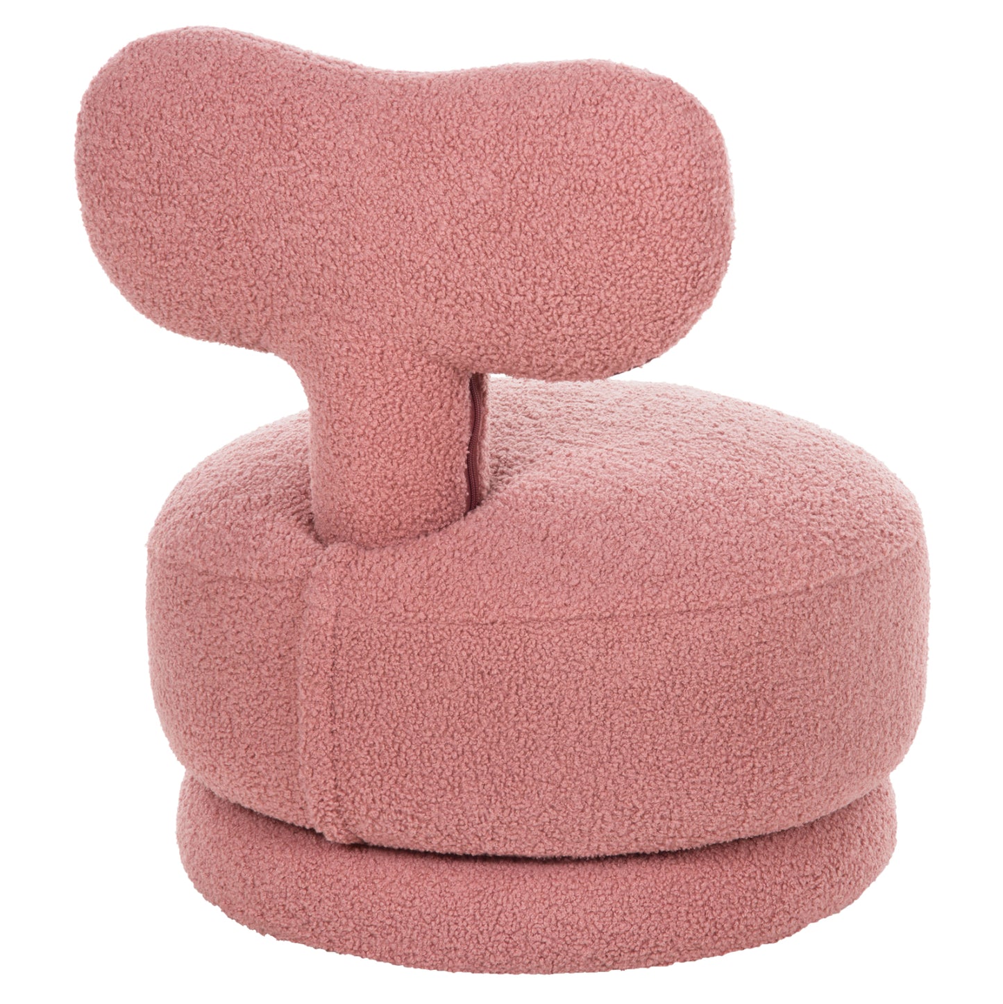 Stool With Backrest Swivel Krivio Hm9775.02 Dusty Pink Boucle Fabric 52x53x60hcm.
