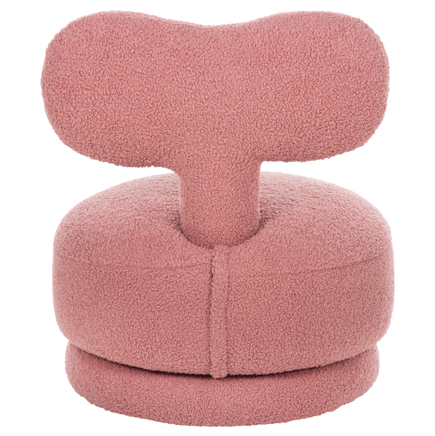 Stool With Backrest Swivel Krivio Hm9775.02 Dusty Pink Boucle Fabric 52x53x60hcm.