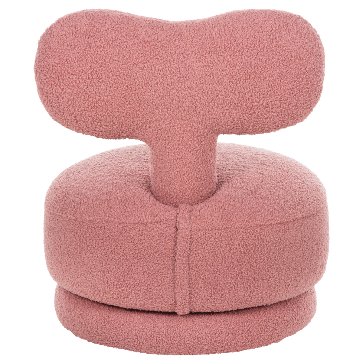 Stool With Backrest Swivel Krivio Hm9775.02 Dusty Pink Boucle Fabric 52x53x60hcm.