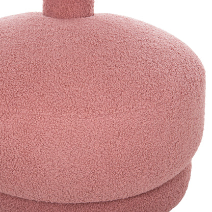 Stool With Backrest Swivel Krivio Hm9775.02 Dusty Pink Boucle Fabric 52x53x60hcm.