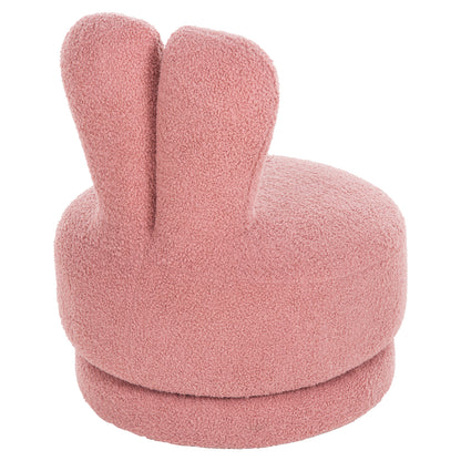 Stool With Backrest Swivel Frivo Hm9774.02 Dusty Pink Boucle Fabric 51x51x61hcm.