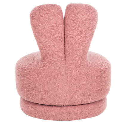 Stool With Backrest Swivel Frivo Hm9774.02 Dusty Pink Boucle Fabric 51x51x61hcm.