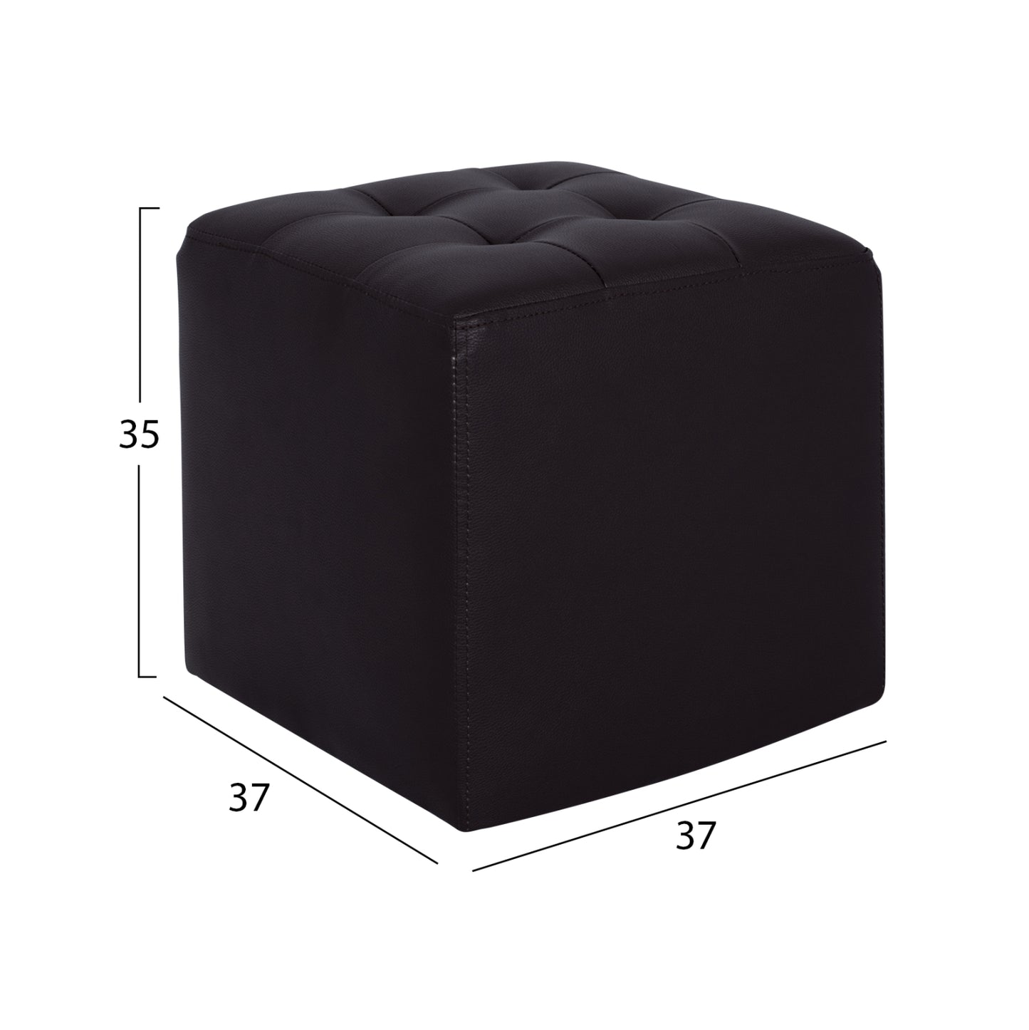 Stool 37x37x35cm With Pu Black Punk Hm264.01