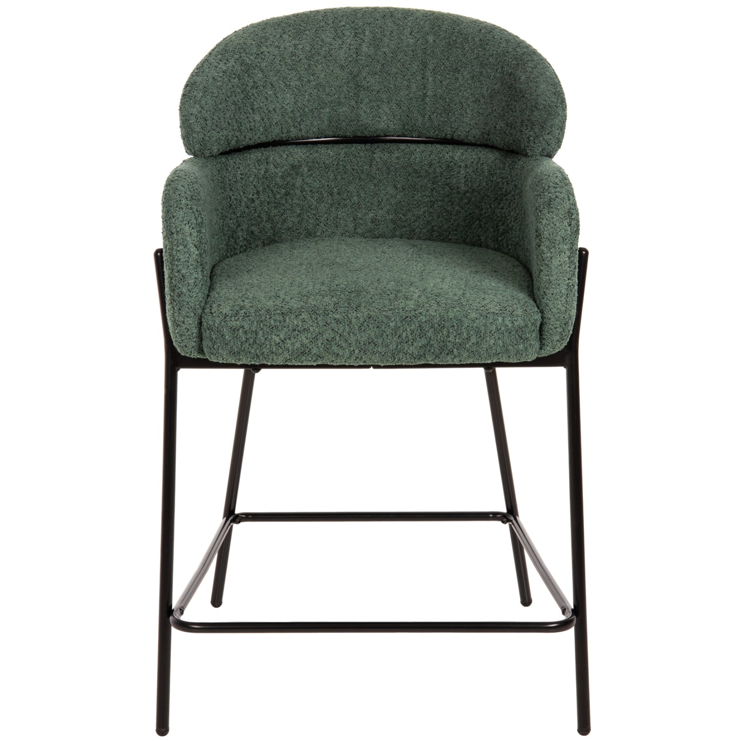 Bar Stool Medium Height Wolf Hm8584.03 Petrol Green Boucle Fabric-black Metal Legs 56x57x98hcm.