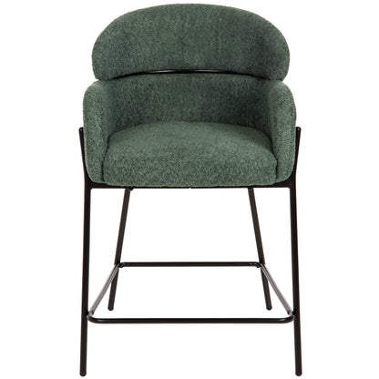 Bar Stool Medium Height Wolf Hm8584.03 Petrol Green Boucle Fabric-black Metal Legs 56x57x98hcm.