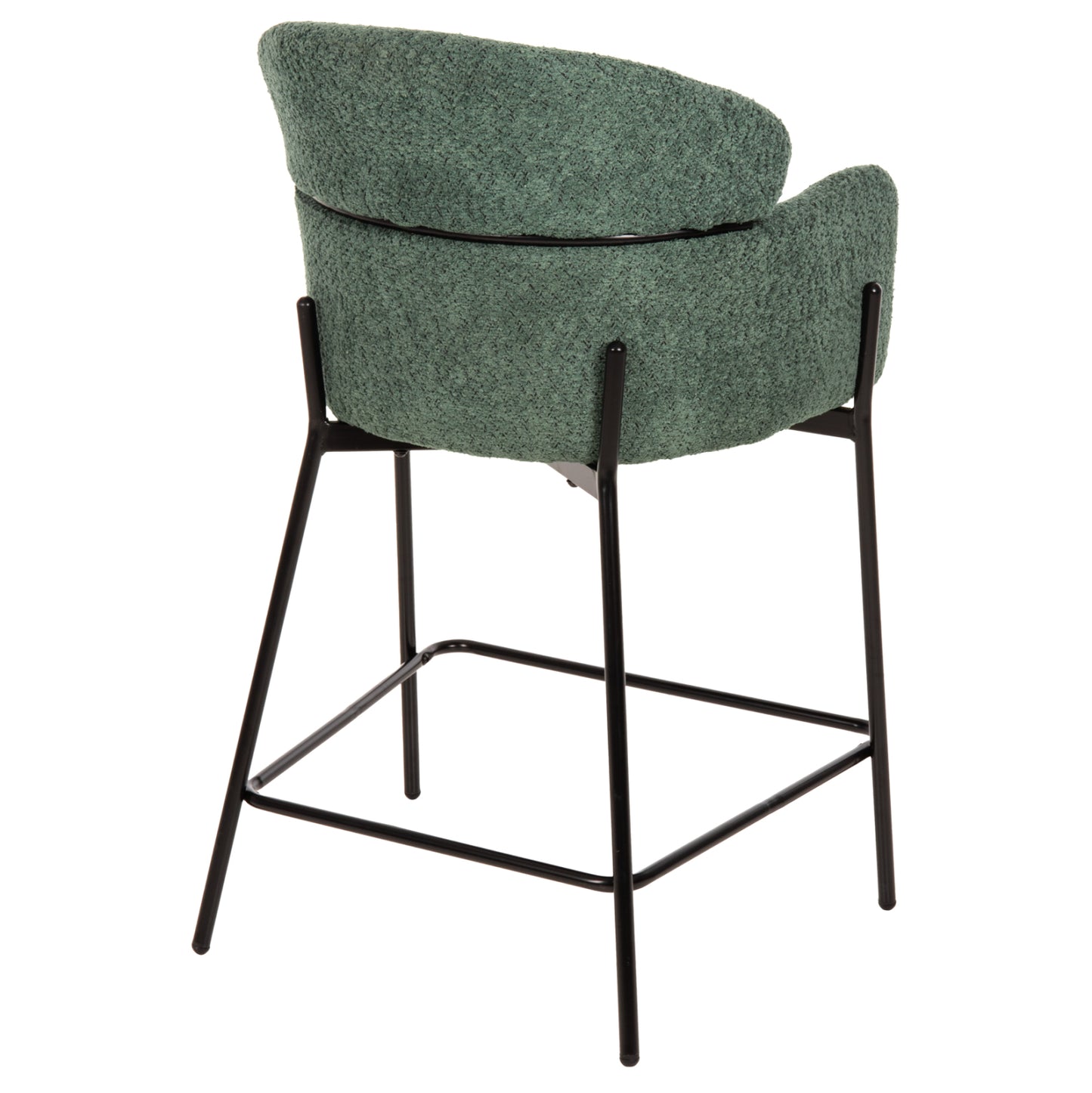 Bar Stool Medium Height Wolf Hm8584.03 Petrol Green Boucle Fabric-black Metal Legs 56x57x98hcm.