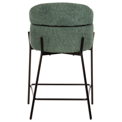 Bar Stool Medium Height Wolf Hm8584.03 Petrol Green Boucle Fabric-black Metal Legs 56x57x98hcm.