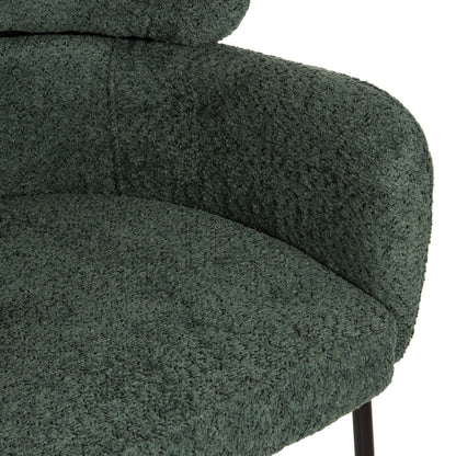 Bar Stool Medium Height Wolf Hm8584.03 Petrol Green Boucle Fabric-black Metal Legs 56x57x98hcm.