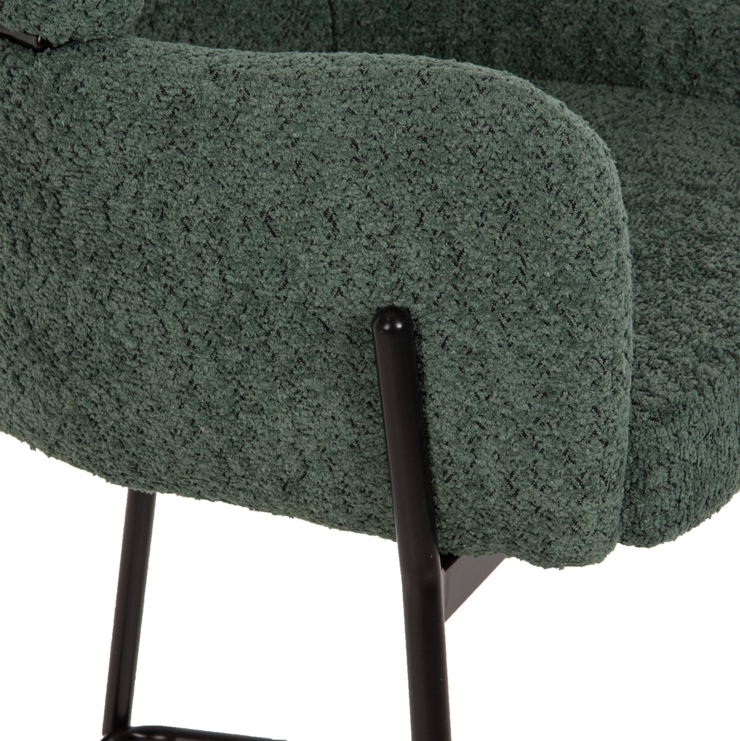 Bar Stool Medium Height Wolf Hm8584.03 Petrol Green Boucle Fabric-black Metal Legs 56x57x98hcm.
