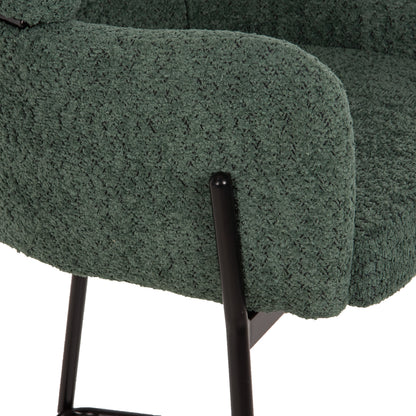Bar Stool Medium Height Wolf Hm8584.03 Petrol Green Boucle Fabric-black Metal Legs 56x57x98hcm.