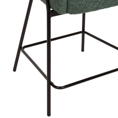 Bar Stool Medium Height Wolf Hm8584.03 Petrol Green Boucle Fabric-black Metal Legs 56x57x98hcm.