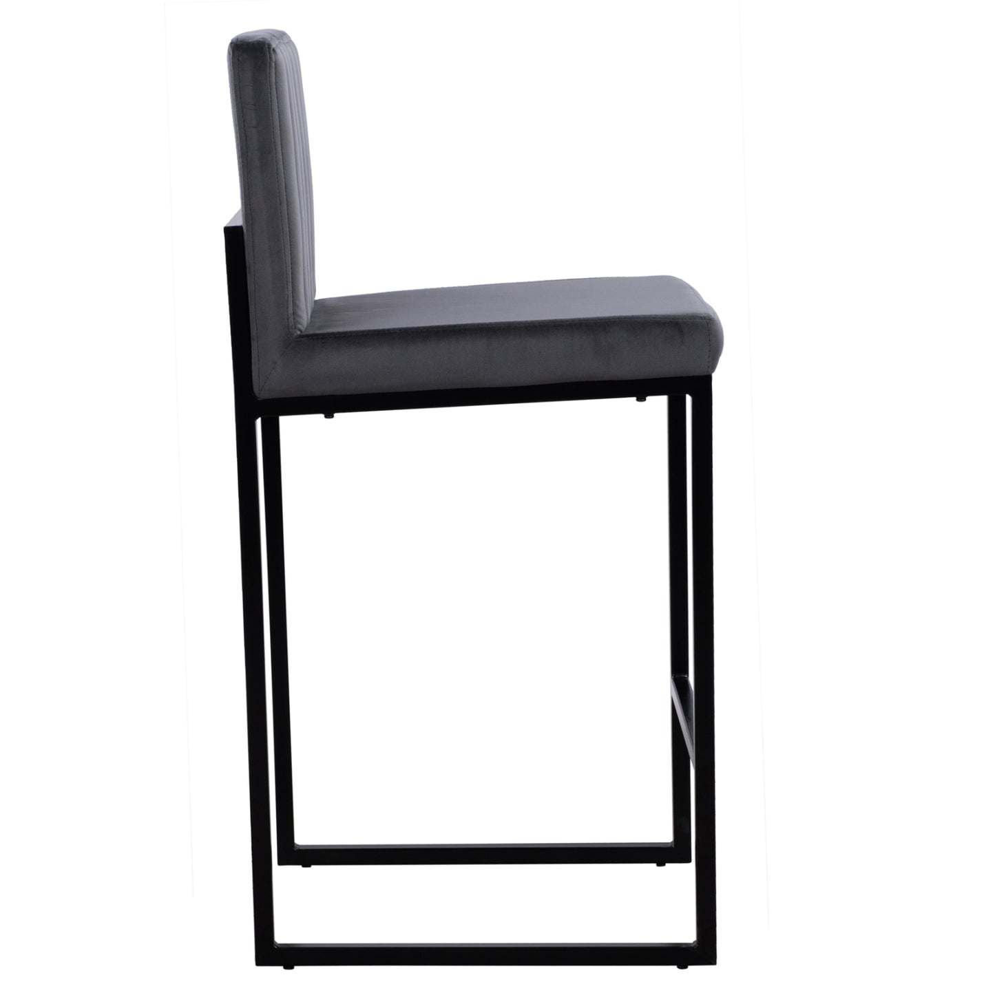 Bar Stool Piper Velvet Grey & Black Metallic Frame Hm8525.01 40x49x96 Cm