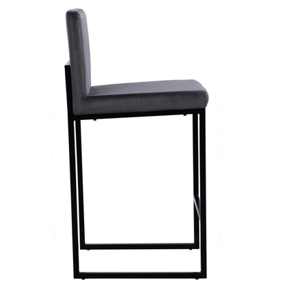 Bar Stool Piper Velvet Grey & Black Metallic Frame Hm8525.01 40x49x96 Cm