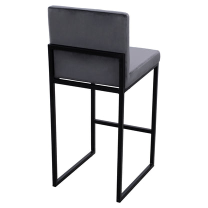 Bar Stool Piper Velvet Grey & Black Metallic Frame Hm8525.01 40x49x96 Cm