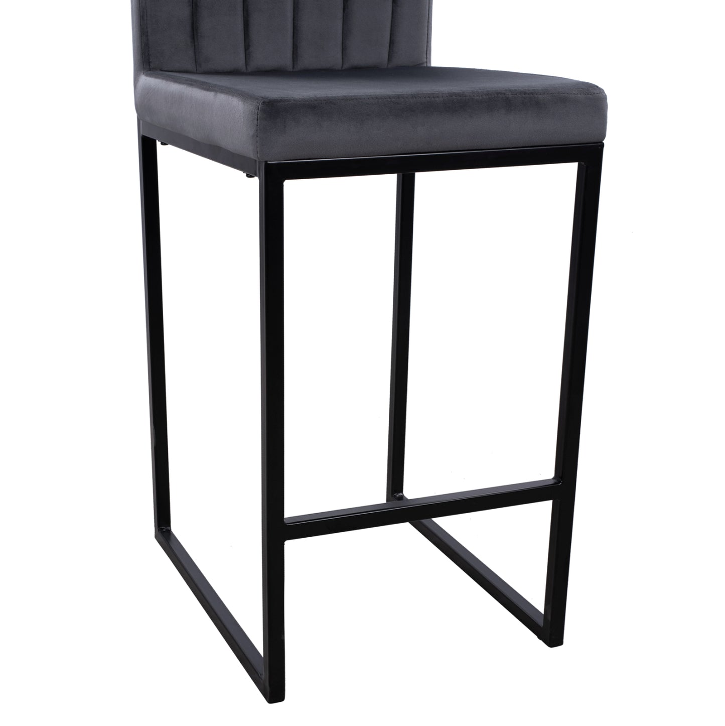 Bar Stool Piper Velvet Grey & Black Metallic Frame Hm8525.01 40x49x96 Cm