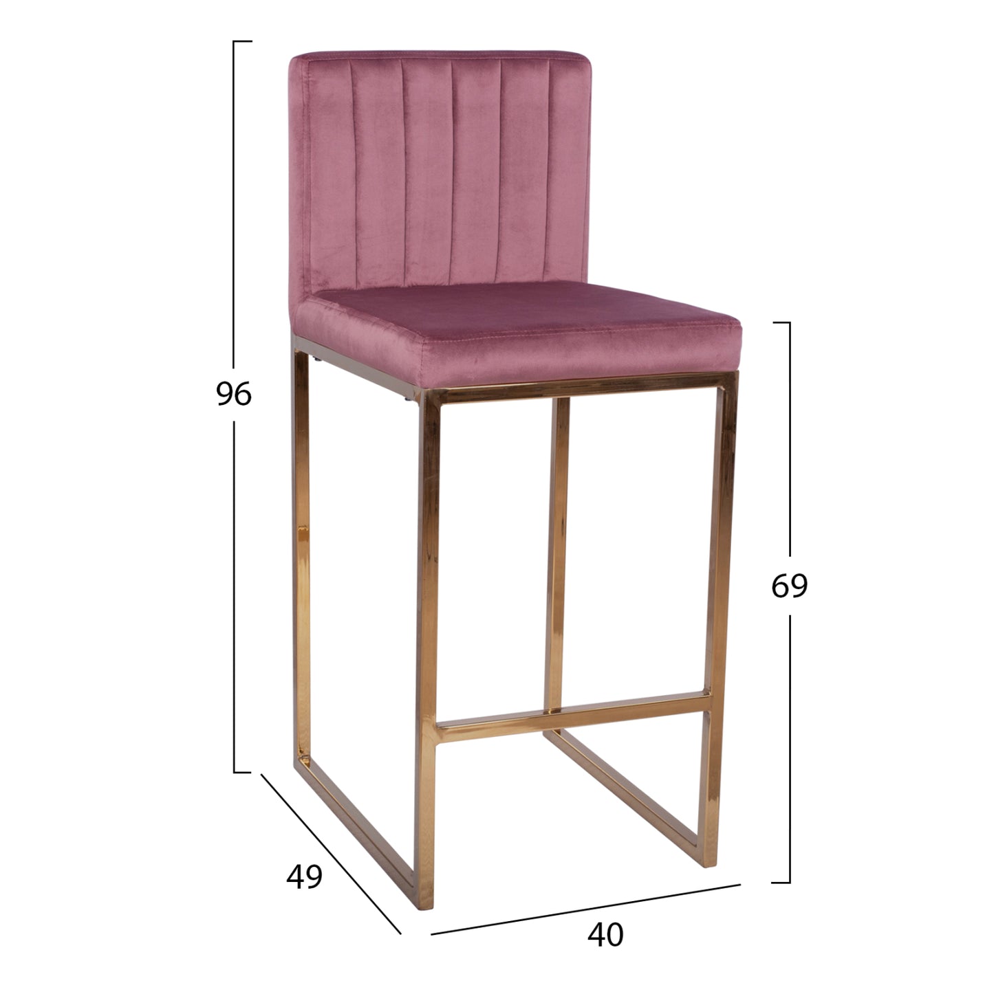 Bar Stool Piper Velvet Rotten Apple & Gold Metallic Frame Hm8525.02 40x49x96 Cm