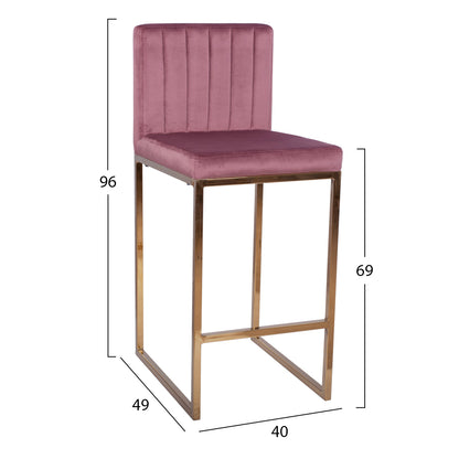 Bar Stool Piper Velvet Rotten Apple & Gold Metallic Frame Hm8525.02 40x49x96 Cm