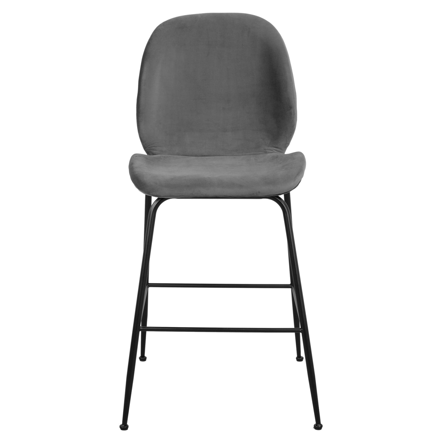 Bar Stool Nora Velvet Grey & Black Metallic Frame Hm8524.01 48x61x103 Cm