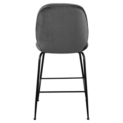 Bar Stool Nora Velvet Grey & Black Metallic Frame Hm8524.01 48x61x103 Cm