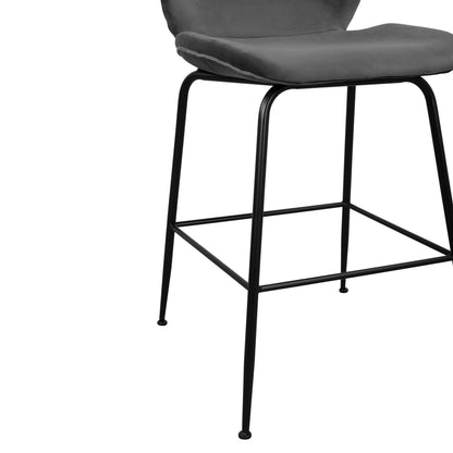Bar Stool Nora Velvet Grey & Black Metallic Frame Hm8524.01 48x61x103 Cm