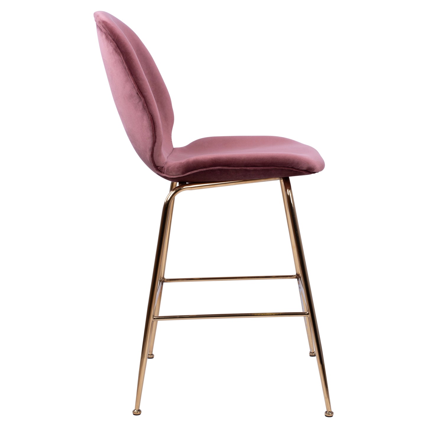 Medium Height Stool Hm8524.02 Velvet Dusty Pink & Gold Metal Frame 48x61x103 Cm.