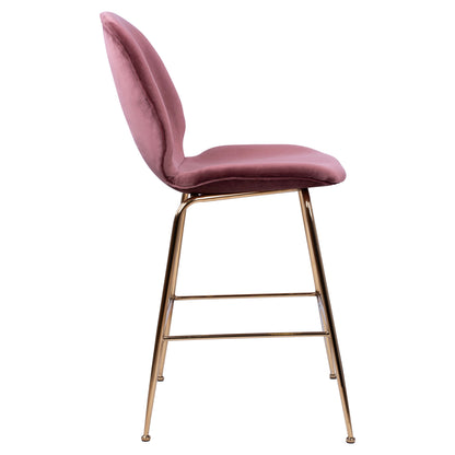 Medium Height Stool Hm8524.02 Velvet Dusty Pink & Gold Metal Frame 48x61x103 Cm.