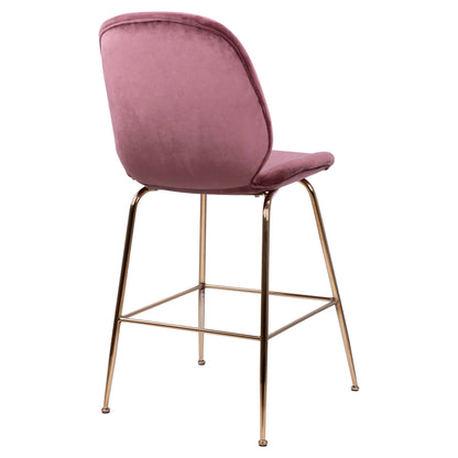 Medium Height Stool Hm8524.02 Velvet Dusty Pink & Gold Metal Frame 48x61x103 Cm.