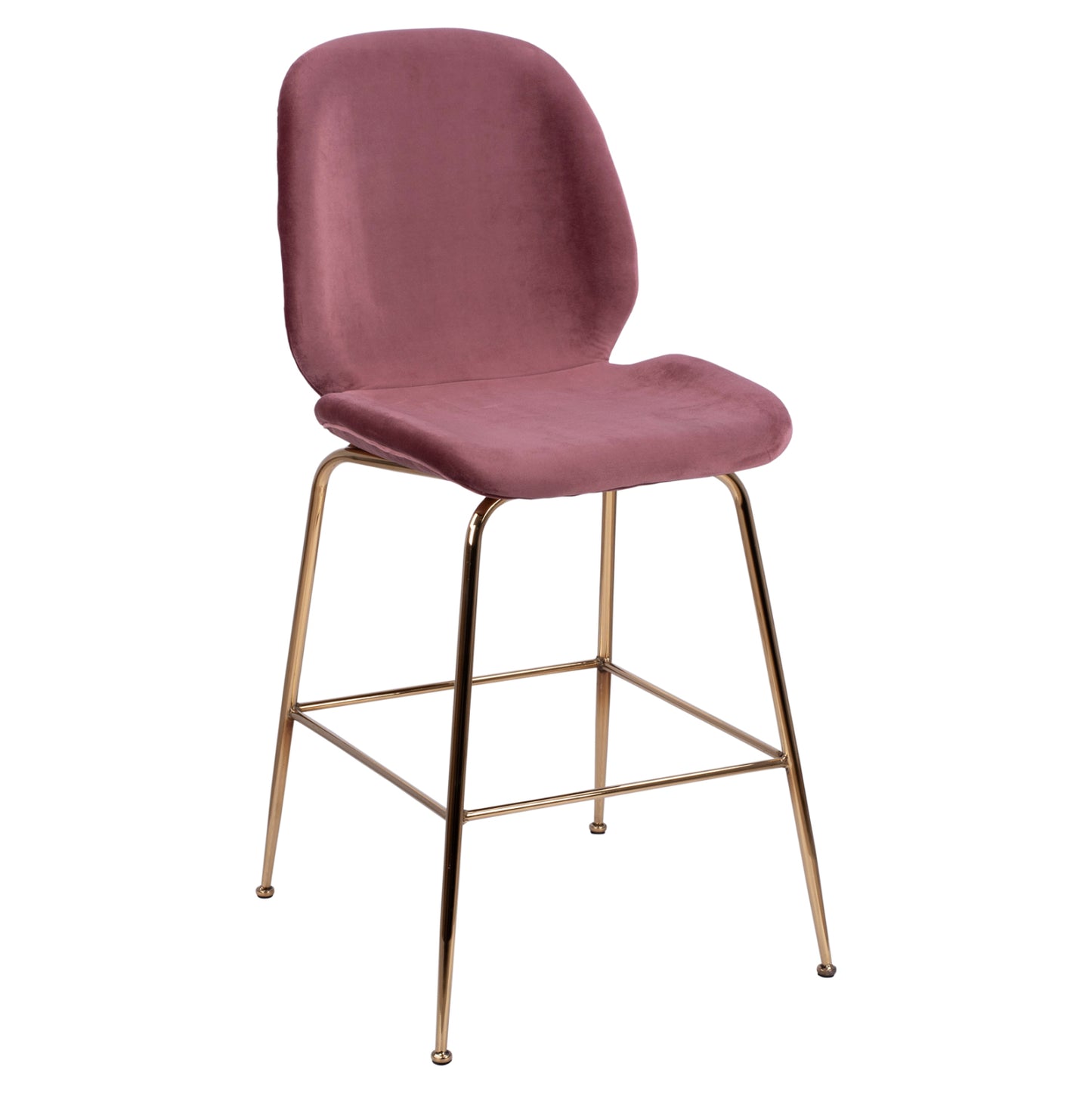 Medium Height Stool Hm8524.02 Velvet Dusty Pink & Gold Metal Frame 48x61x103 Cm.