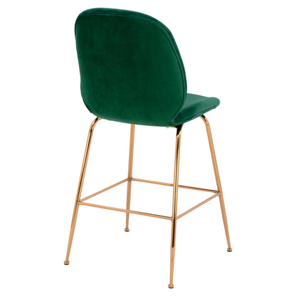Bar Stool Middle Height Nora Hm8524.03 Velvet Cyppress Green & Gold  Metallic Frame 52x61,5x103 Cm.