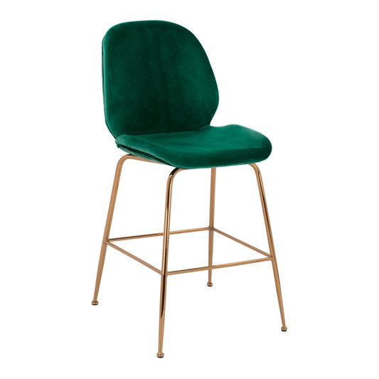 Bar Stool Middle Height Nora Hm8524.03 Velvet Cyppress Green & Gold  Metallic Frame 52x61,5x103 Cm.
