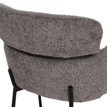 Bar Stool Medium Height Wolf Hm8584.01 Grey Boucle Fabric-black Metal Legs 56x57x98hcm.