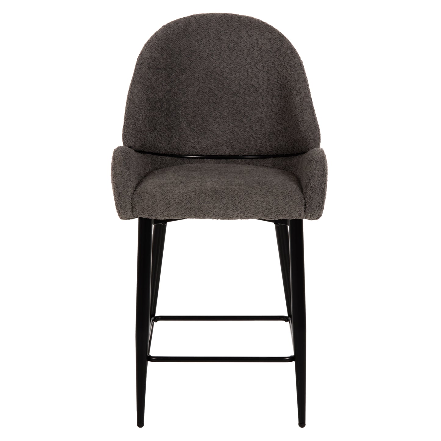 Bar Stool Medium Height Hm8586.01 Grey Boucle Fabric-black Metal Legs  55x62x105h Cm.