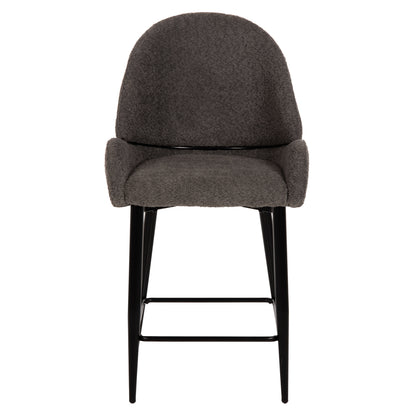 Bar Stool Medium Height Hm8586.01 Grey Boucle Fabric-black Metal Legs  55x62x105h Cm.